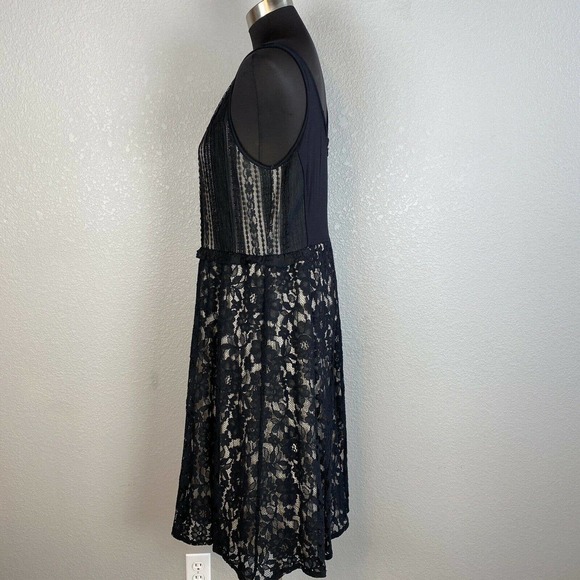 Lane Bryant Womens Flare Party Dress 14 XL Black Floral Lace Lined Sleeveless - Picture 5 of 10